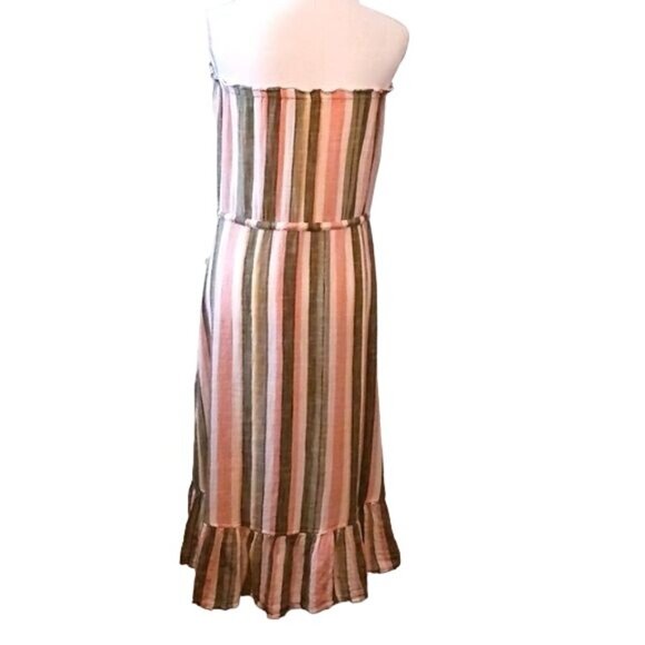 Blue Island Strapless Cotton Striped Hi-low Dress Tie Waist Size S‎ - Picture 4 of 14